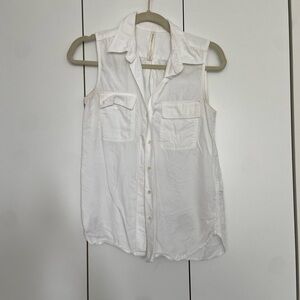 Aritzia Sleeveless White Button-Up Shirt